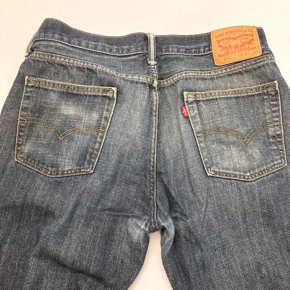 Levi's 514 Jeans Mens 34x34 Straight Leg Blue Worn In 100% Cotton